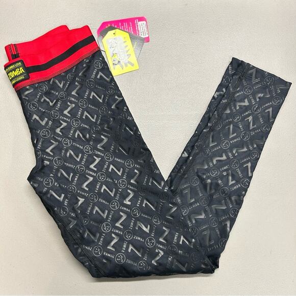 Zumba Leggings Extra X Spicy Next Level Long Logo Pants Bold Black Womens XS NWT - Picture 1 of 7